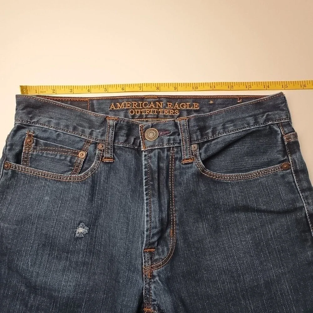 American Eagle Mens Slim Fit Dark Wash Denim Jeans Size 29/30 Blue Stretch
